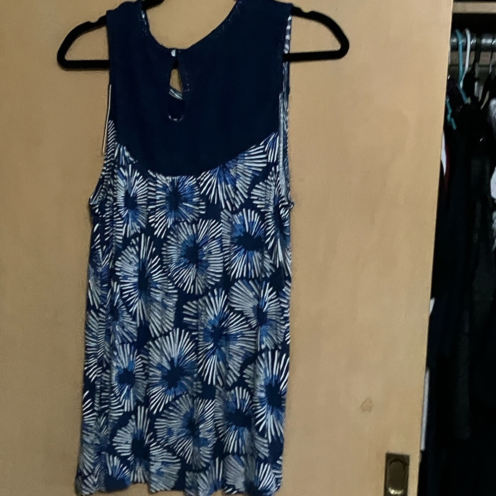 Max Jeans Blue and White Floral Tank Top